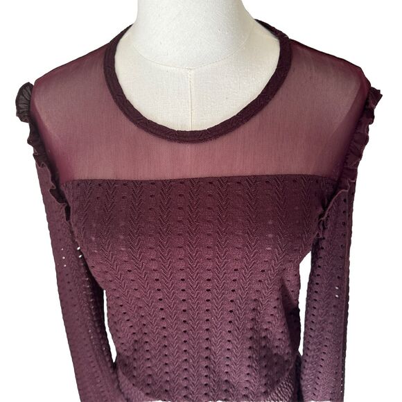 Women’s Formal Red Cocktail Lace Dress Short Mesh Ruffle Elastic Waist Sz M - Picture 4 of 11